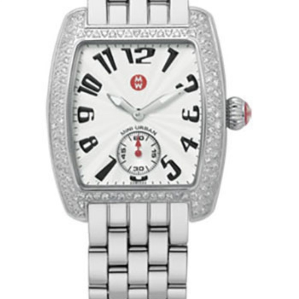 Michele Stainless Steel Urban Mini Diamond Watch